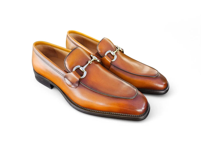 Carrucci Burnished Calfskin Horsebit Loafer