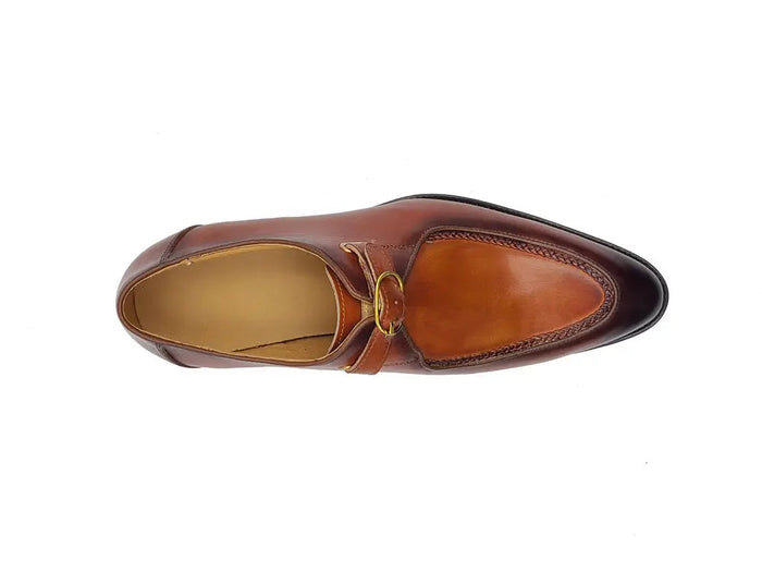 Carrucci Burnished Moc Toe Single Monk Loafer