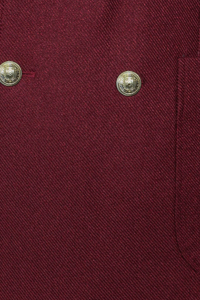 Mens Burgundy Slim Fit Blazer  Sharp Double Breasted Design
