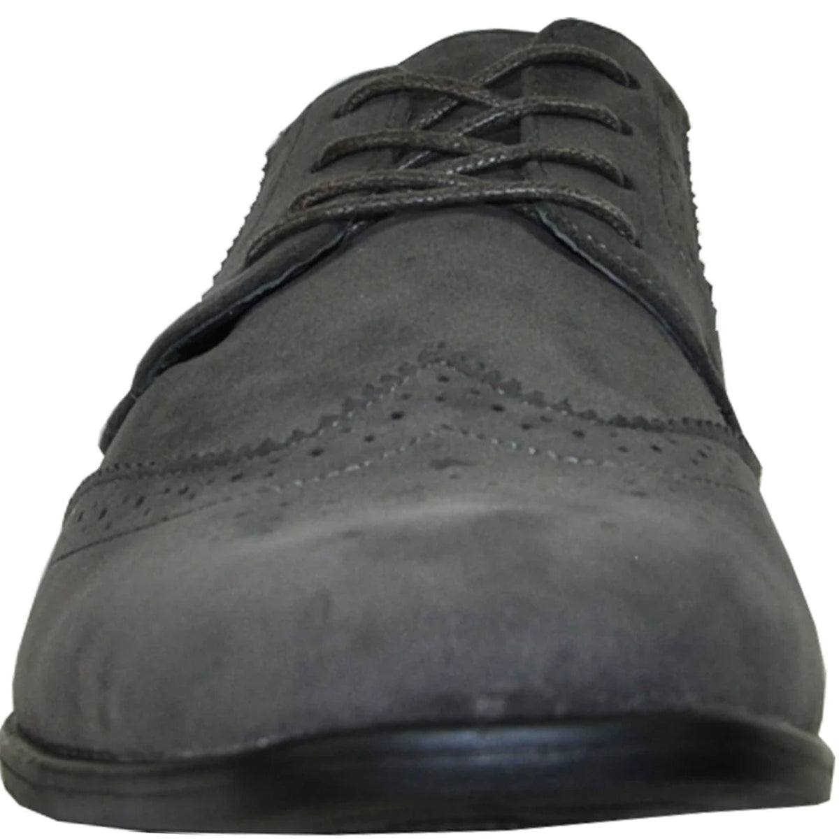 Bravo Mens Vegan Suede Wedding & Prom Wingtip Lace Up Dress Shoe in Grey