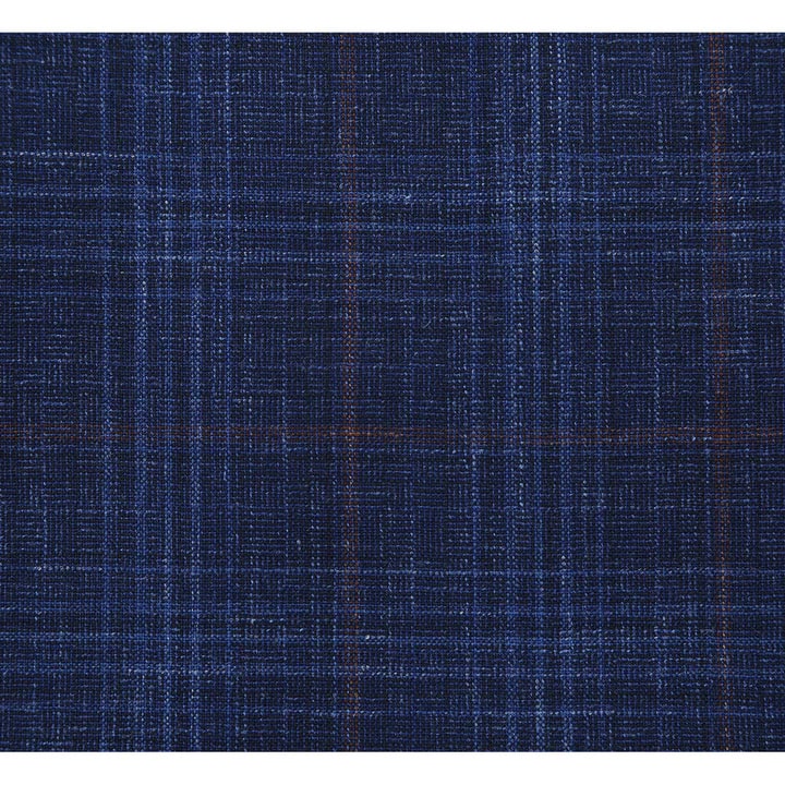 Saco vaquero - Western Sport Coat - Western Blazer   - Mens Classic Fit Two Button Wool & Linen Sport Coat Blazer In Blue Windowpane Plaid