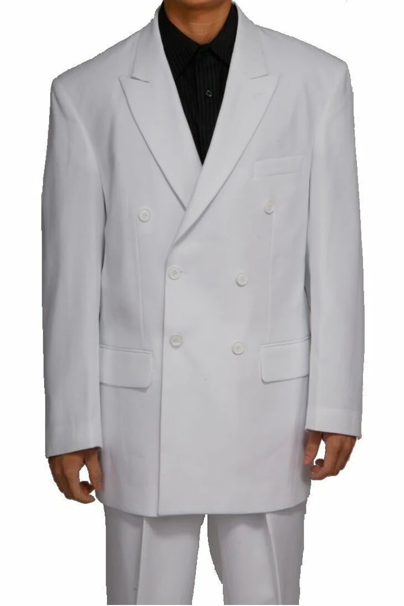 Mens Classic Fit Double Breasted Poplin Suit in White - Men's Tuxedo USA