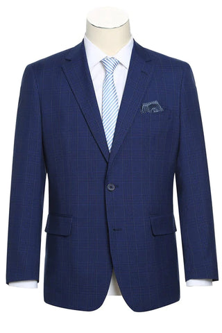 Saco vaquero - Western Sport Coat - Western Blazer  - Mens Two Button Classic Fit Sport Coat Blazer In Dark Navy Blue Windowpane Plaid