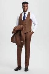 Brown Wedding Suit - Jacket + Pants - Brown Tuxedo - Brown Groomsmen Stacy Adam Suit - Men's Tuxedo USA