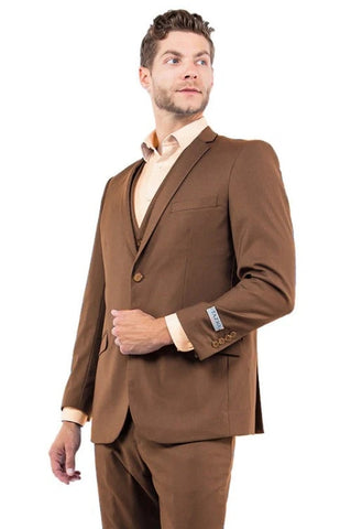 Brown Wedding Suit - Jacket + Pants - Brown Tuxedo - Brown Groomsmen Slim Notch Lapel Suit