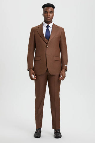 Brown Wedding Suit - Jacket + Pants - Brown Tuxedo - Brown Groomsmen Stacy Adam Suit