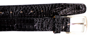 Belvedere Caiman Belt - Black Genuine Caiman Crocodile Shoe