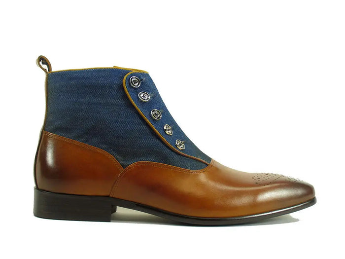 Carrucci Calfskin Button Up Slip-On Boot