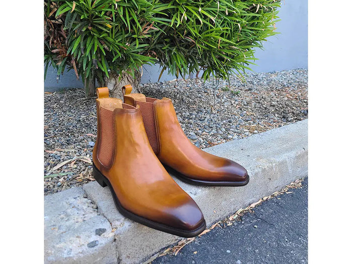 Carrucci Calfskin Leather Chelsea Boot