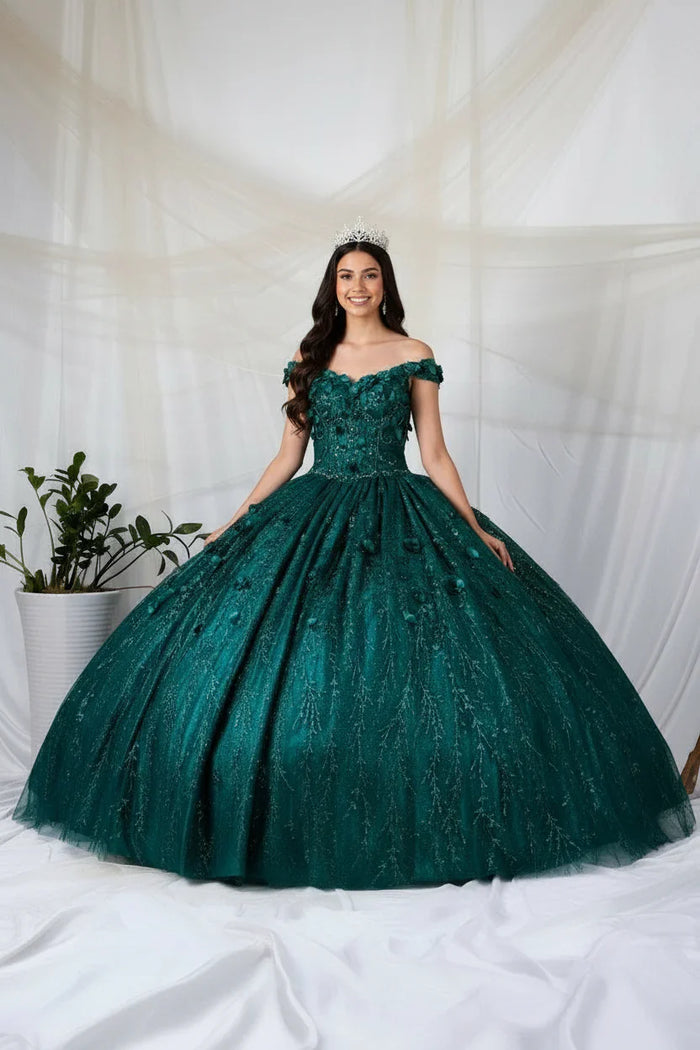 3D Floral Off Shoulder Cape Ball Gown by Calla SCL-30001