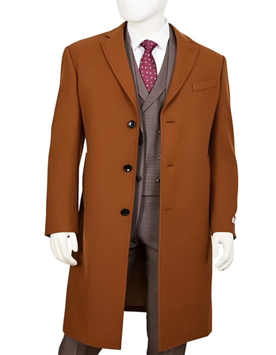 Coat Mens Overcoat Topcoat For Men Winter Fabric Men's Rust