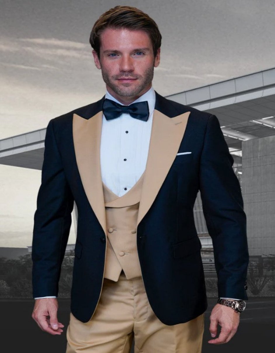 Mens Champagne 3 PC Modern Fit Tuxedo