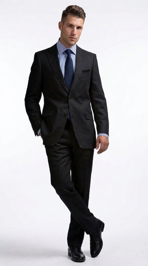 Men’s Black Linen Summer Suit – Big & Tall Beach Wedding 2-Piece Suit