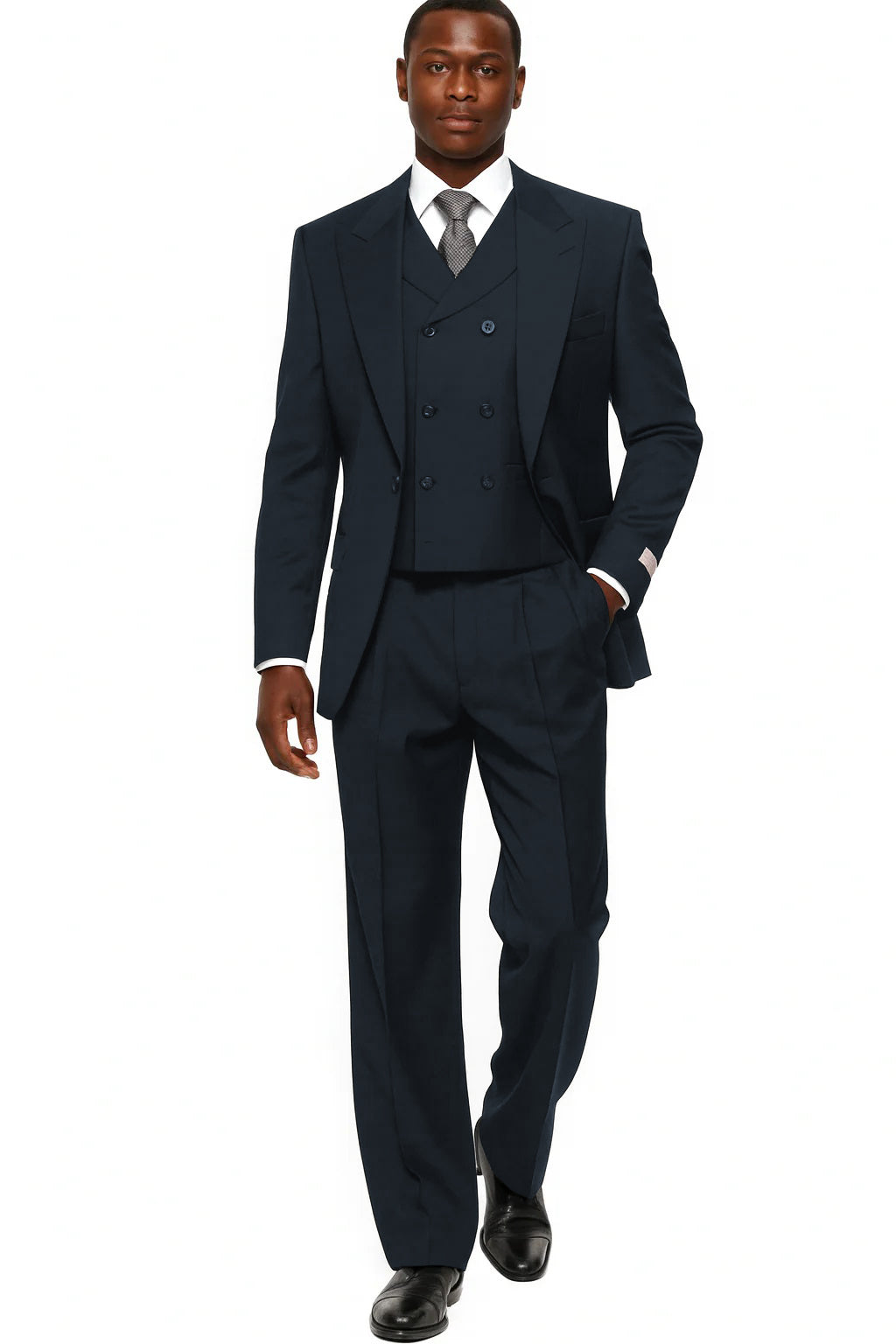 36 Mens Tiglio Rosso Suit - Wide Leg Baggy Pants - 100% Wool Black