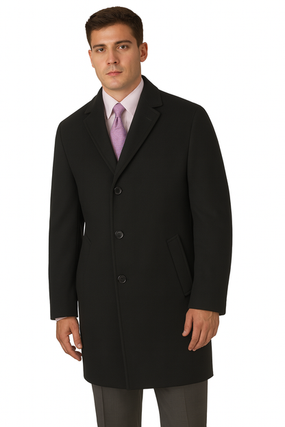 Men's Heavy Wool Overcoat  Classic Full Length Winter Topcoat