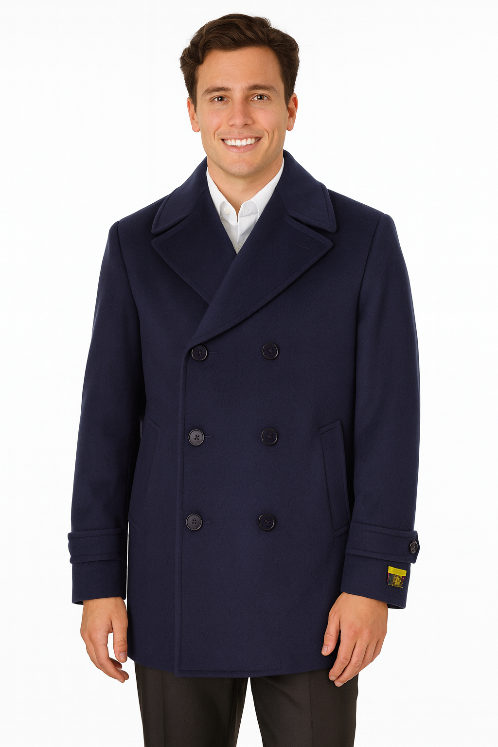 Big & Tall Men's Wool Peacoat  Classic Double Breasted Overcoat