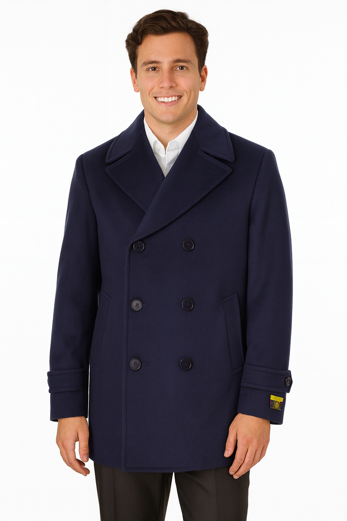 Big & Tall Men's Wool Peacoat  Classic Double Breasted Overcoat