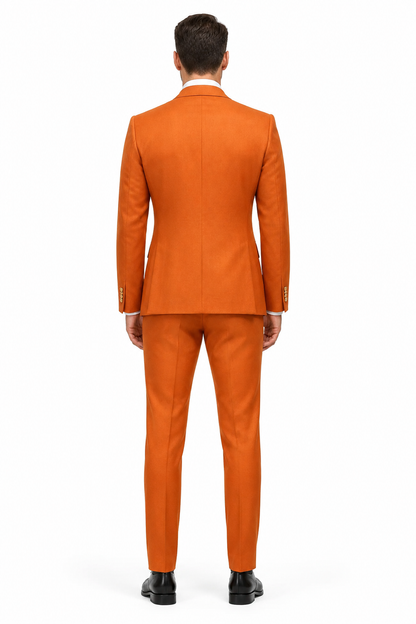 Rossiman Rust Men's Slim Fit Suit Double Breast Vest Flat Front Pants