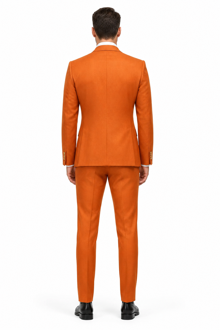 Rossiman Rust Men's Slim Fit Suit Double Breast Vest Flat Front Pants