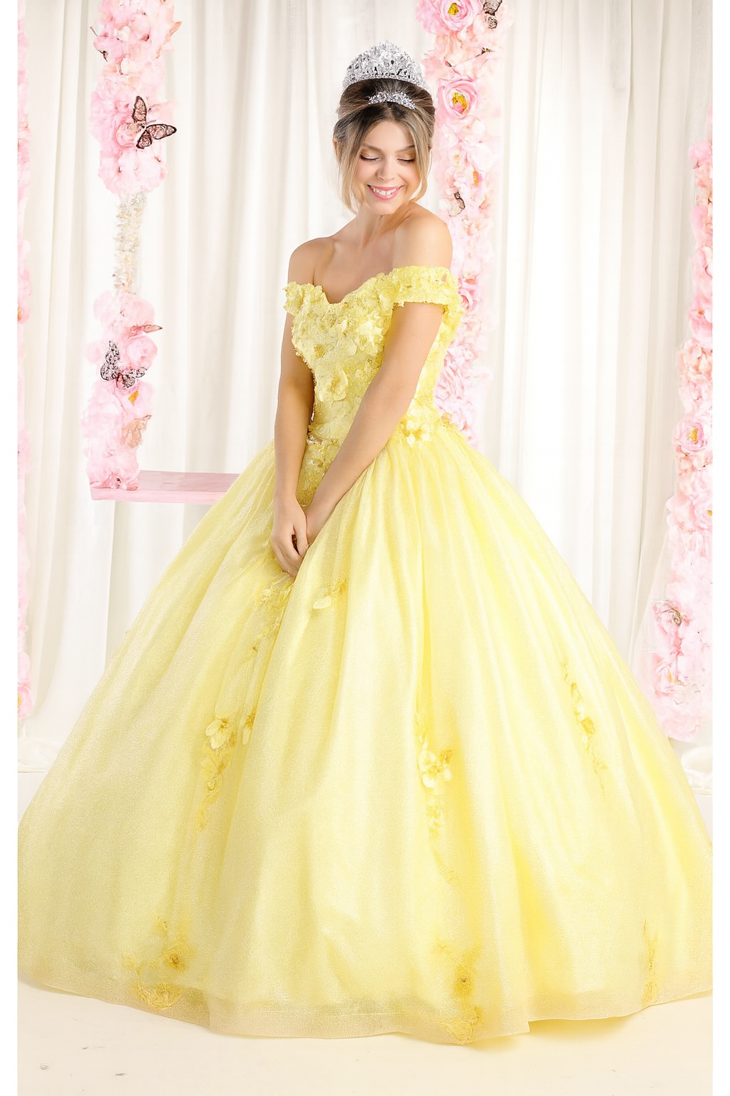Plus Size Ball Gown in Yellow | Formal Quinceanera Dress by LK161