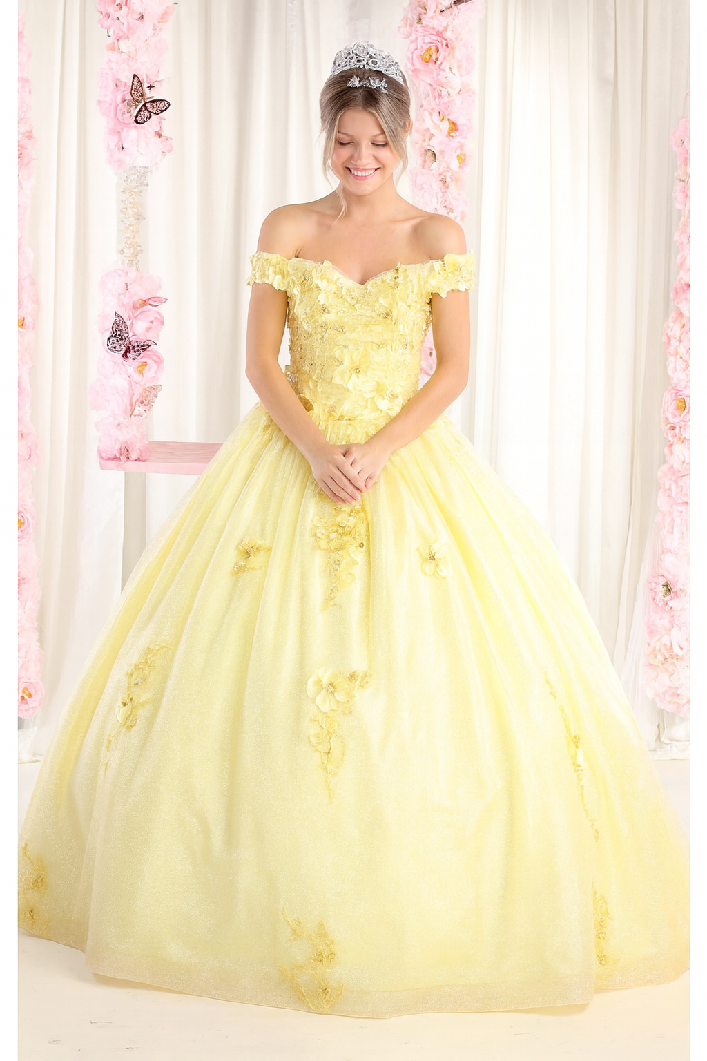 Plus Size Ball Gown in Yellow | Formal Quinceanera Dress by LK161