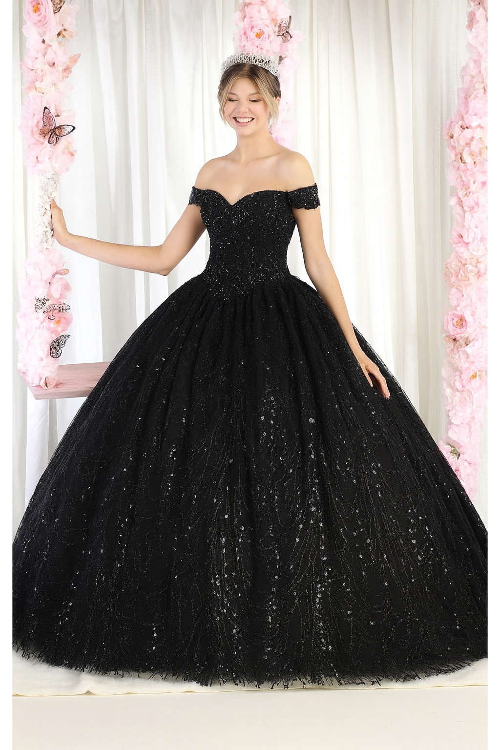 Plus Size Ball Gown in Black | Formal Quinceanera Dress by LK153