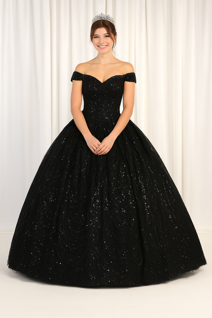 Plus Size Ball Gown in Black | Formal Quinceanera Dress by LK153