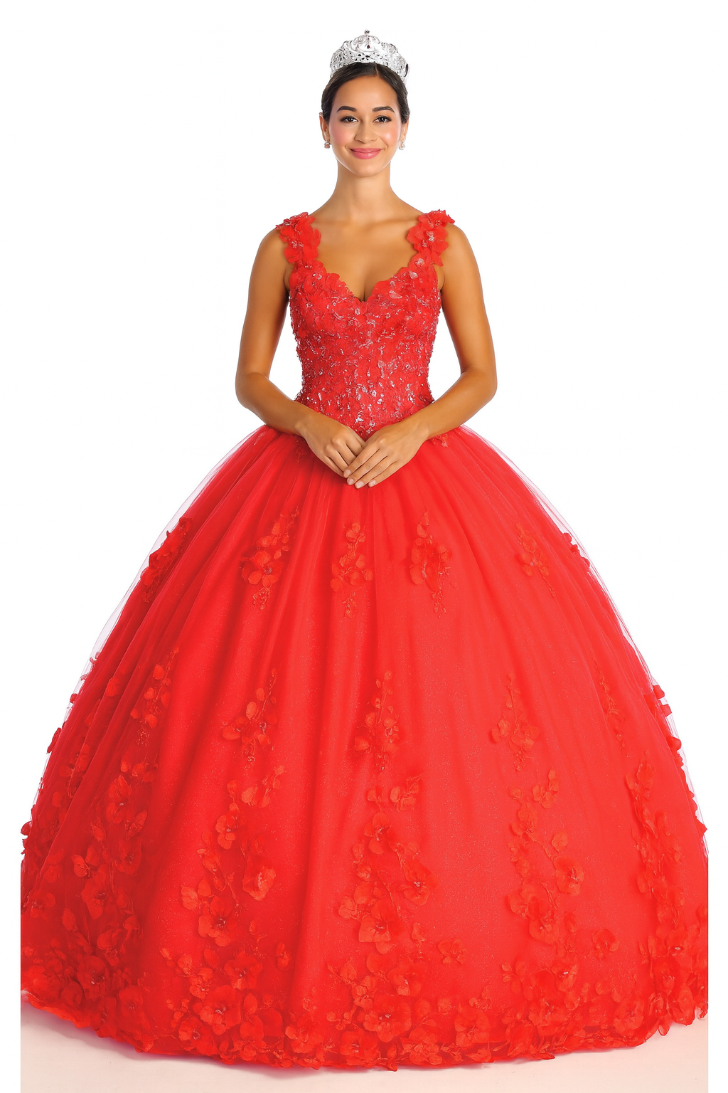 Plus Size Ball Gown in Red | Formal Quinceanera Dress by LK157