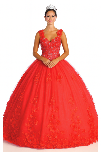 Plus Size Ball Gown in Red | Formal Quinceanera Dress by LK157