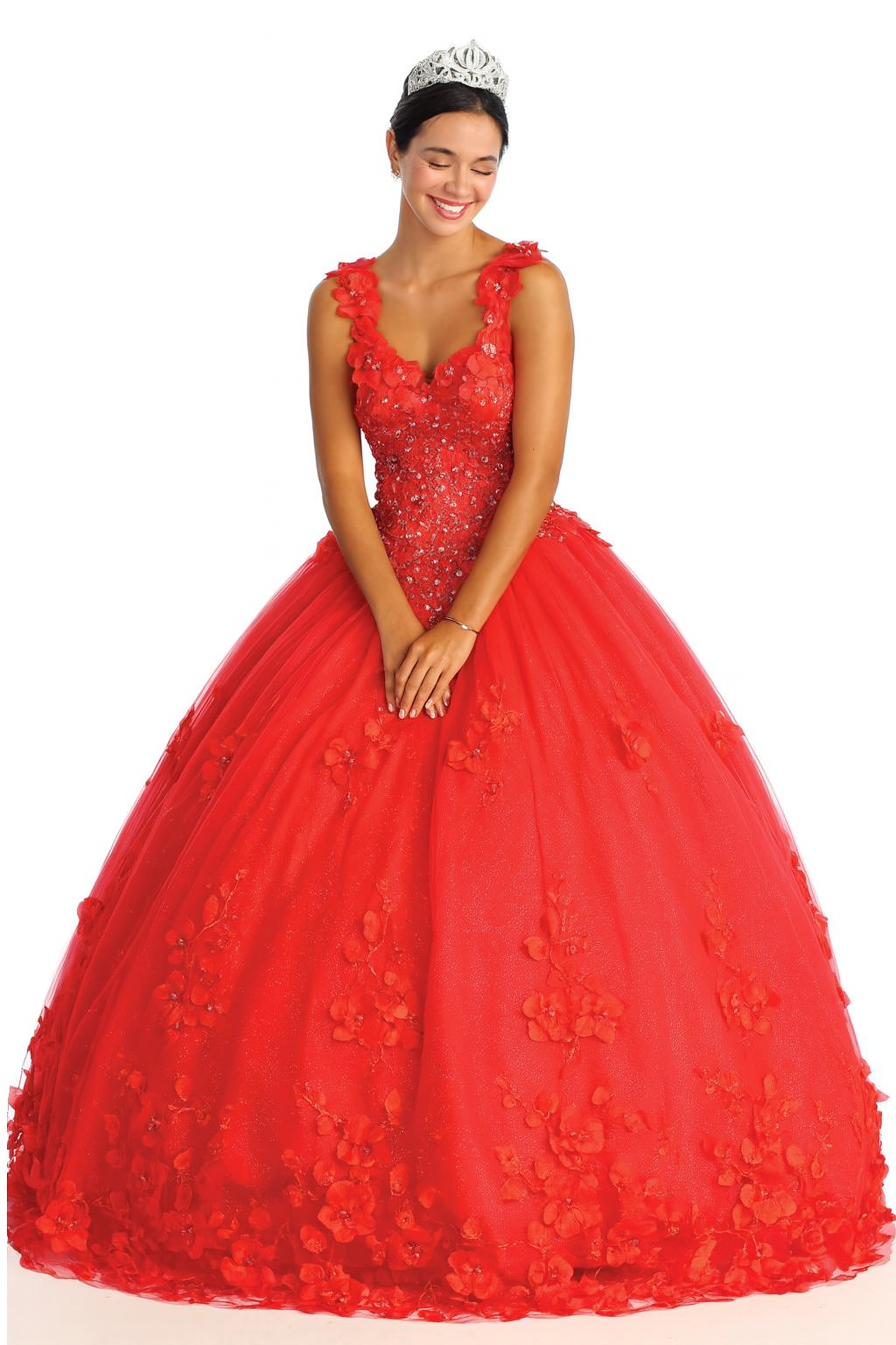 Plus Size Ball Gown in Red | Formal Quinceanera Dress by LK157