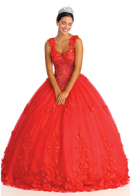Plus Size Ball Gown in Red | Formal Quinceanera Dress by LK157