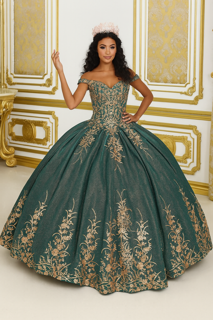 Plus Size Ball Gown in Hunter Green | Formal Quinceanera Dress by LK220