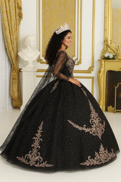 Plus Size Ball Gown in Black | Formal Quinceanera Dress by LK218