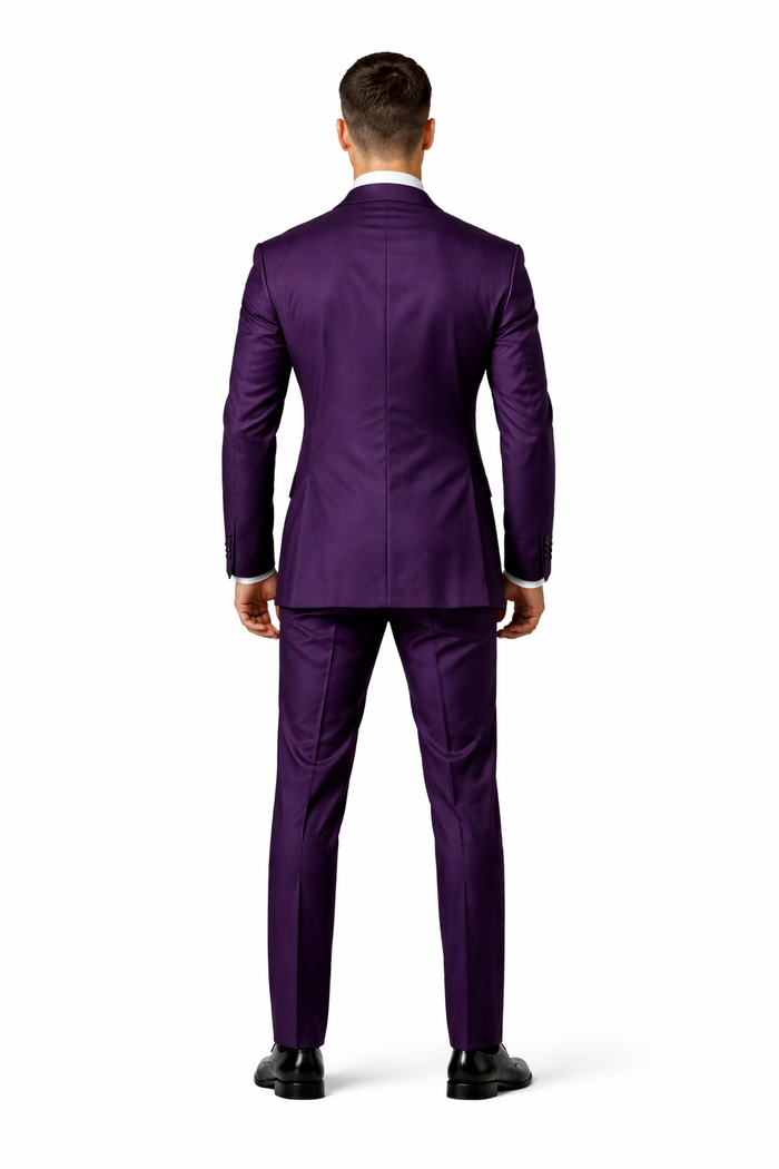 Mens Two Button Fashion Double Breasted Purple Suit