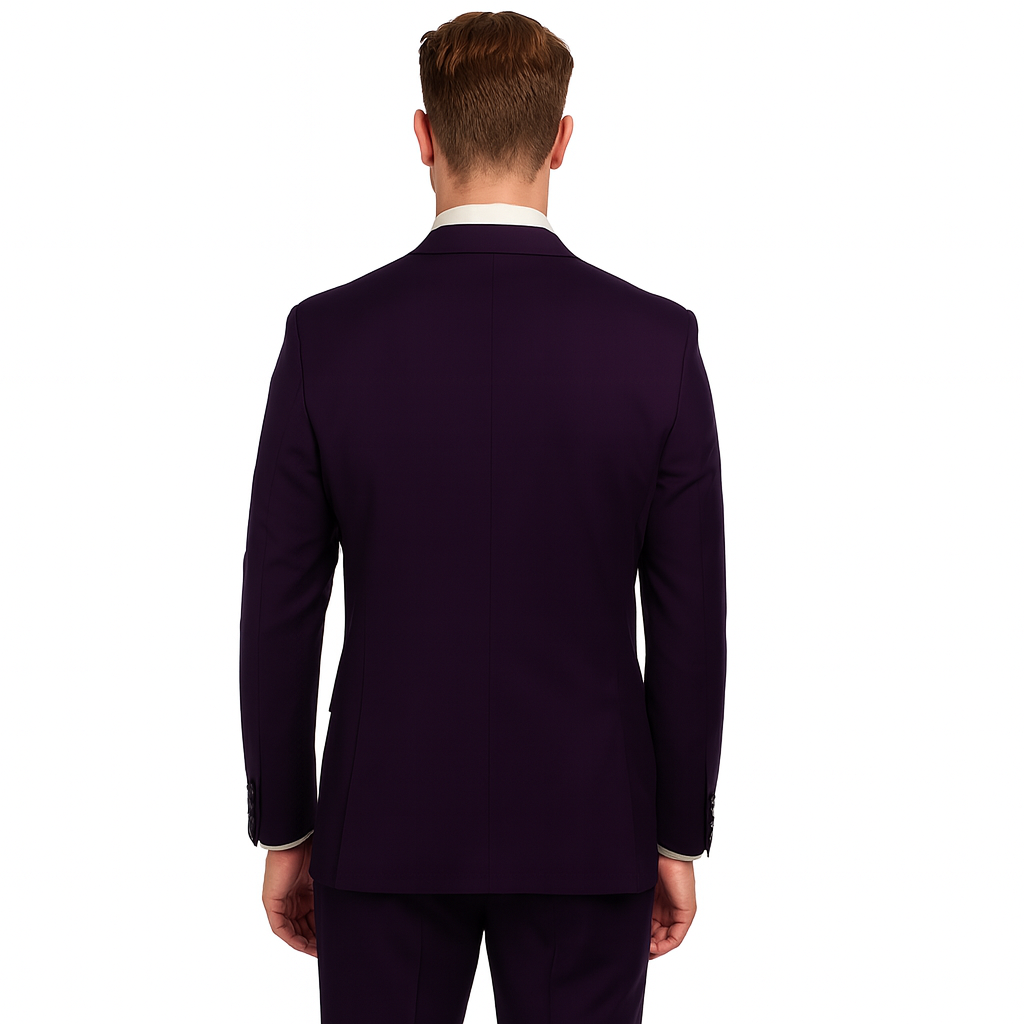 Mens Stacy Adams Suits - Designer Suit - 3 Piece Suit - Vested Suit - Flat Front Pant- Modern Fit Suits Eggplant Suit