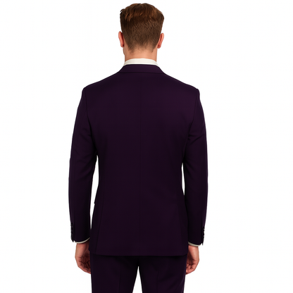 Mens Stacy Adams Suits - Designer Suit - 3 Piece Suit - Vested Suit - Flat Front Pant- Modern Fit Suits Eggplant Suit
