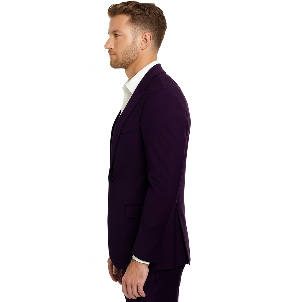 Mens Stacy Adams Suits - Designer Suit - 3 Piece Suit - Vested Suit - Flat Front Pant- Modern Fit Suits Eggplant Suit