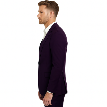 Mens Stacy Adams Suits - Designer Suit - 3 Piece Suit - Vested Suit - Flat Front Pant- Modern Fit Suits Eggplant Suit