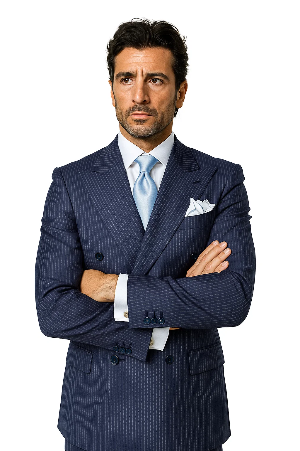 Classic Fit in Navy with White Pinstripe Color by Rossiman