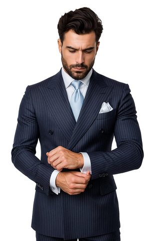 Classic Fit in Navy with White Pinstripe Color by Rossiman