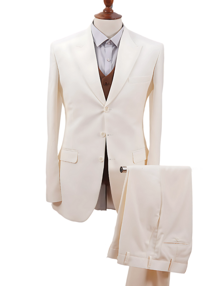 Men’s Classic White Three Piece Suit – Great Gatsby Inspired Formal Wear