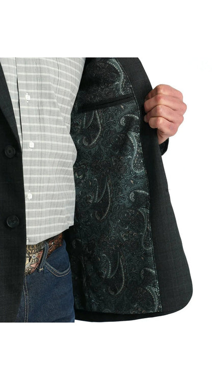 Cinch Men's Charcoal Grey Western Suit Jacket with Paisley Lining