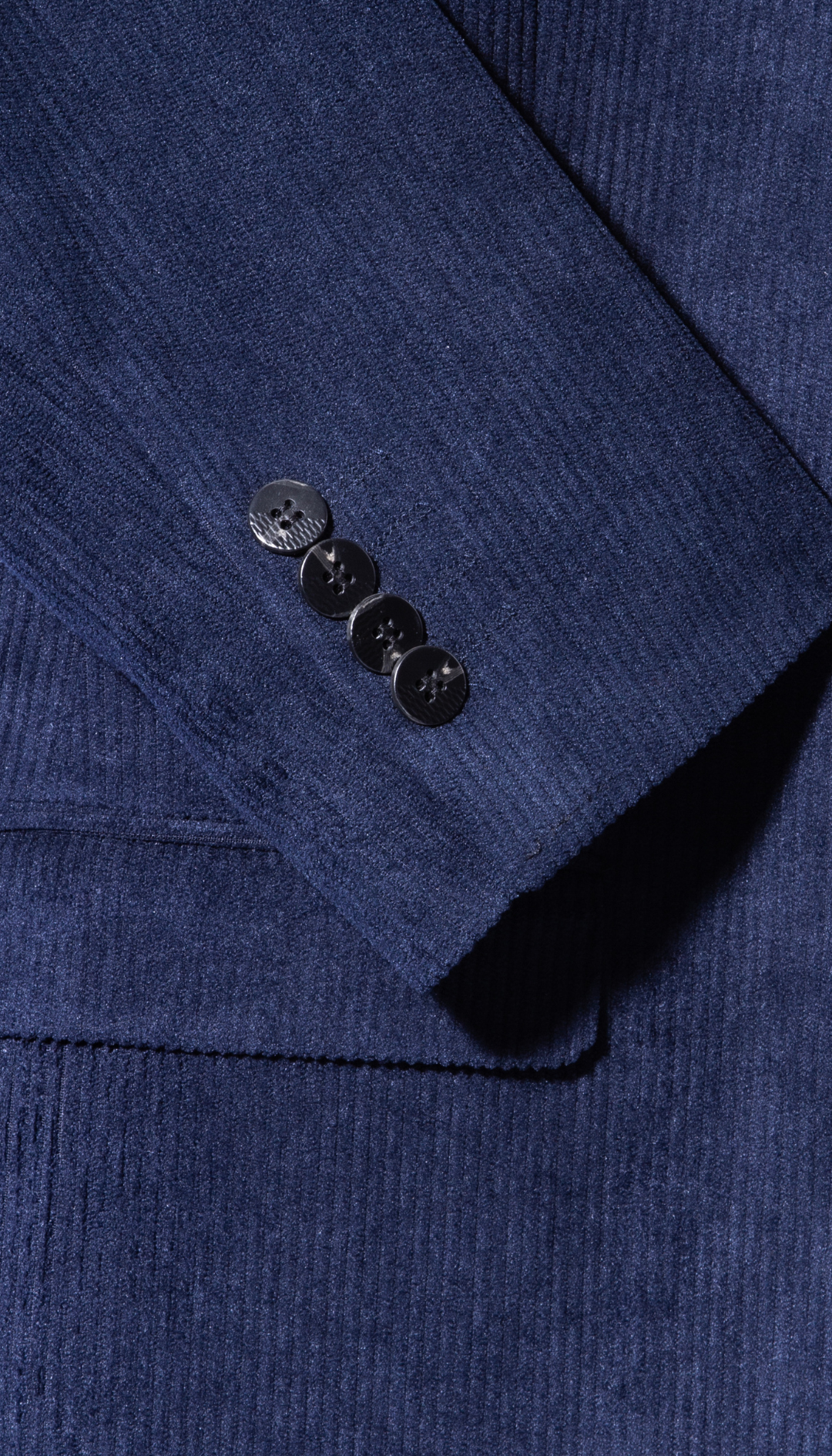 Mens Fall Fabric Cotton corduroy Suit - Winter Jacket and Pants in Color "Navy" - Navy detail view