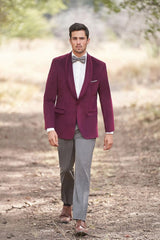 Velvet Blazer - Mens Blazer - Dinner Jacket "Venice" Cranberry Velvet Dinner Jacket - Separates