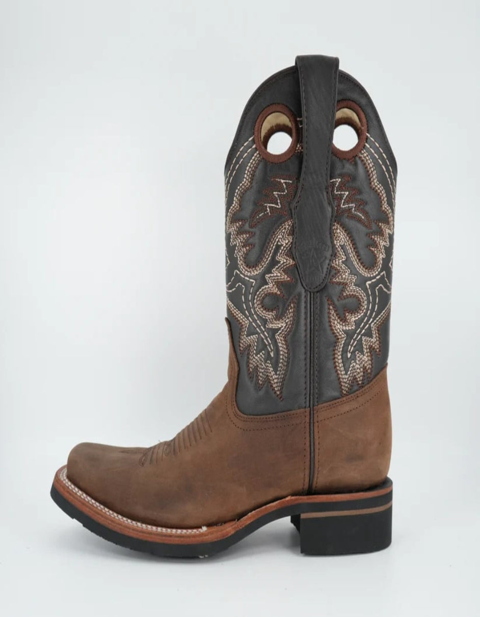Los Altos Menƒ??s Crazy Brown Wide Square Toe Rubber Sole Boot