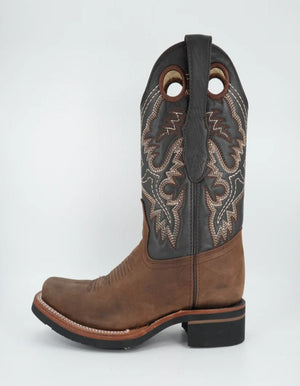 Los Altos Menƒ??s Crazy Brown Wide Square Toe Rubber Sole Boot