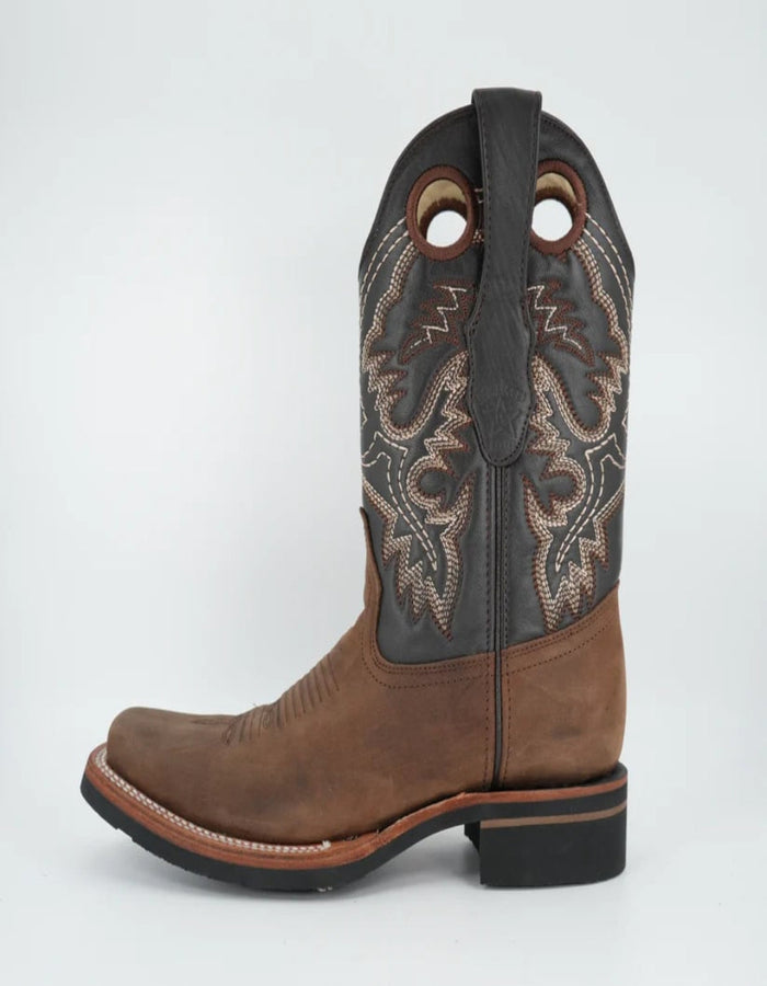 Los Altos Menƒ??s Crazy Brown Wide Square Toe Rubber Sole Boot