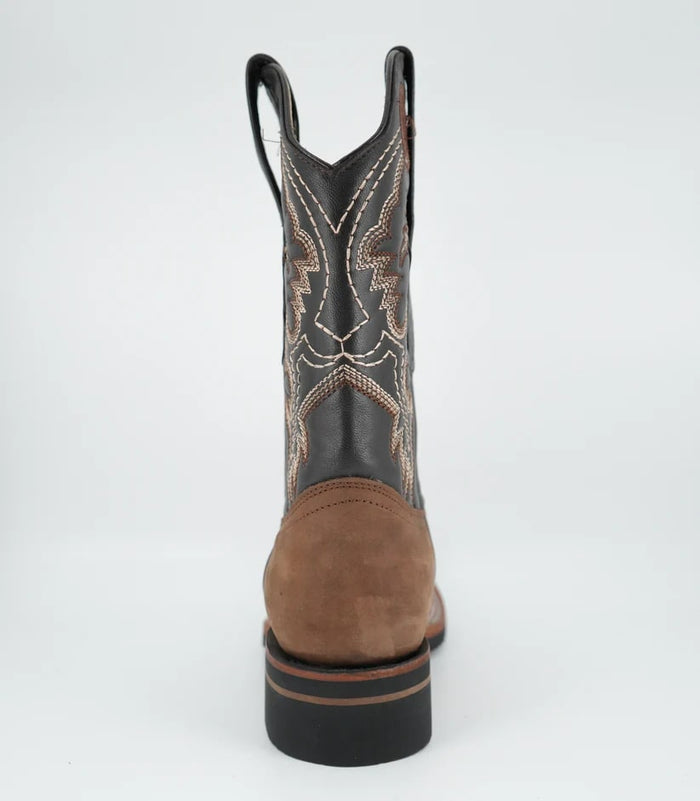 Los Altos Menƒ??s Crazy Brown Wide Square Toe Rubber Sole Boot