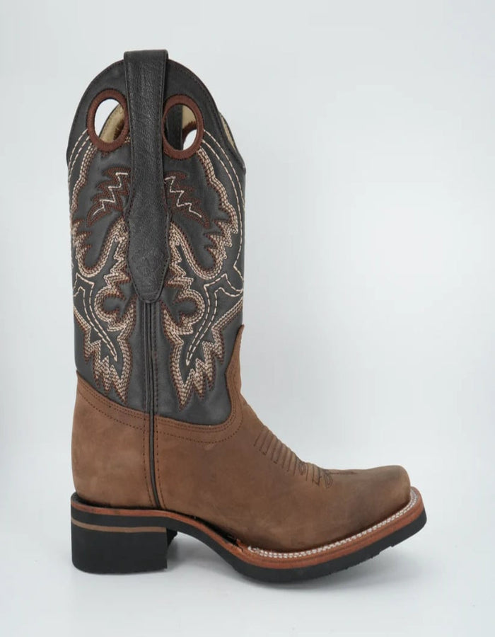 Los Altos Menƒ??s Crazy Brown Wide Square Toe Rubber Sole Boot