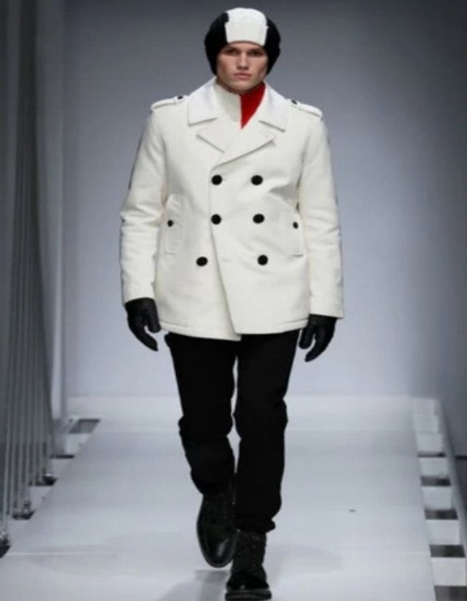 Cream colored pea coat best sale